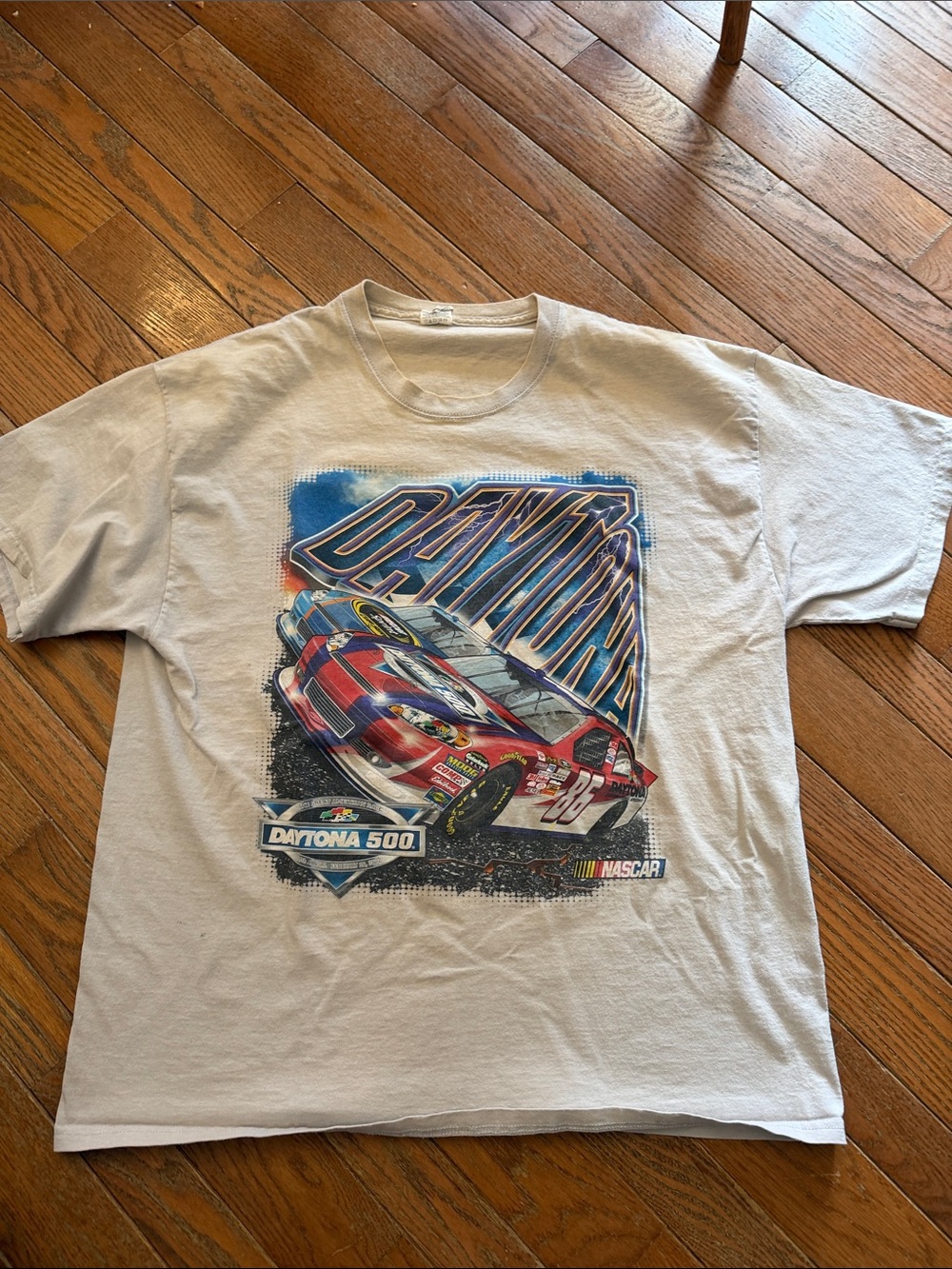 Daytona 500 NASCAR Graphic Tee - White with Red/Blue Print